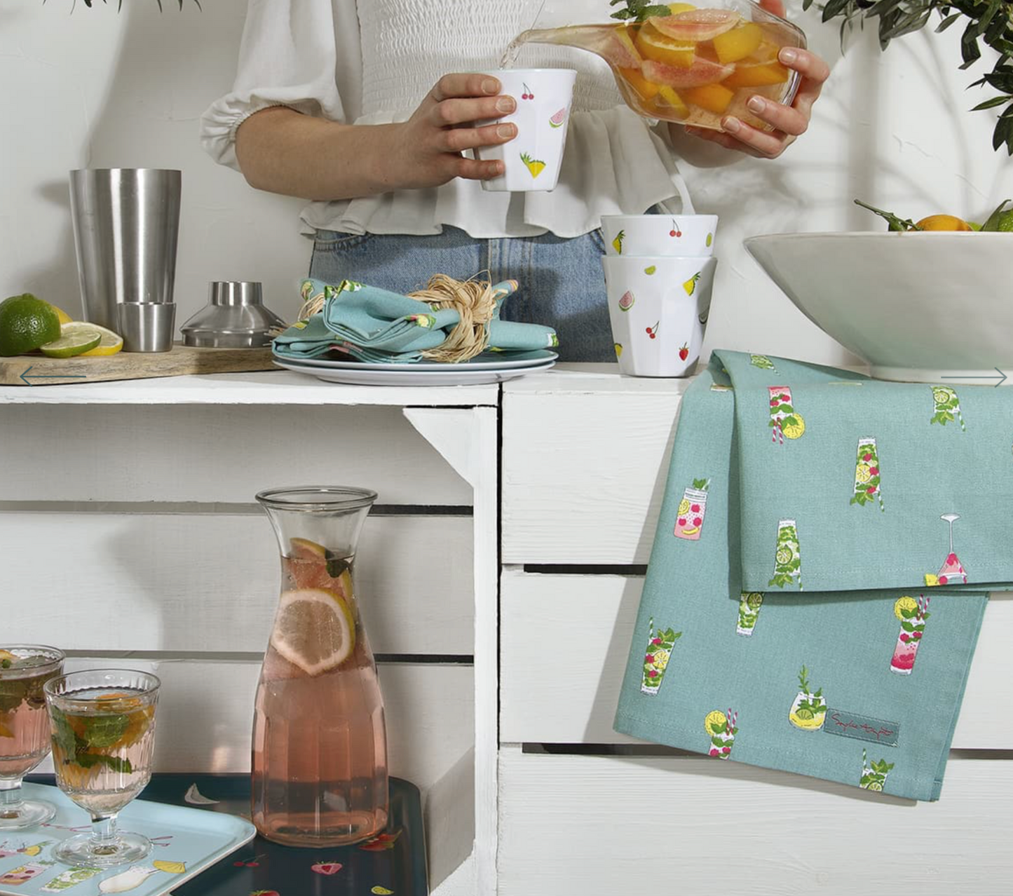 Sophie Allport Tea Towel, Cocktails ( Set Of 2 )