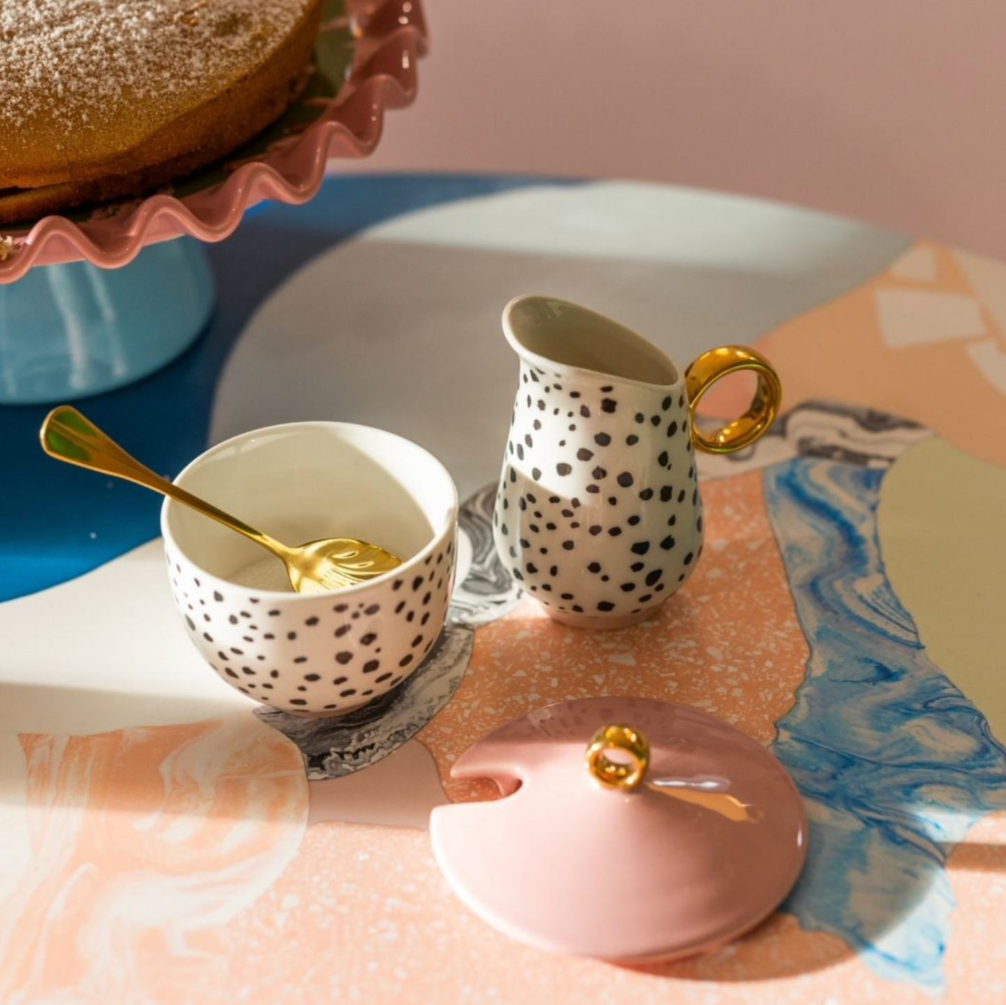 Eleanor Bowmer Fine China sugar Bowl & Milk jug Set, Dalmatian