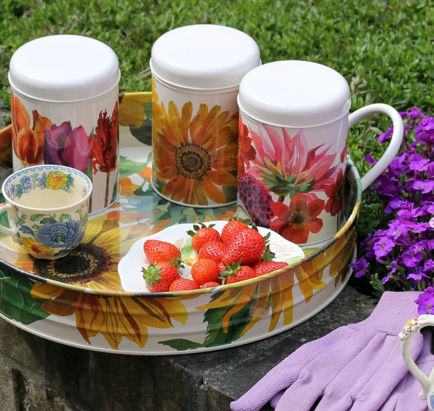 Emma Bridgewater Round Storage Canisters, Flowers (Set Of 3)