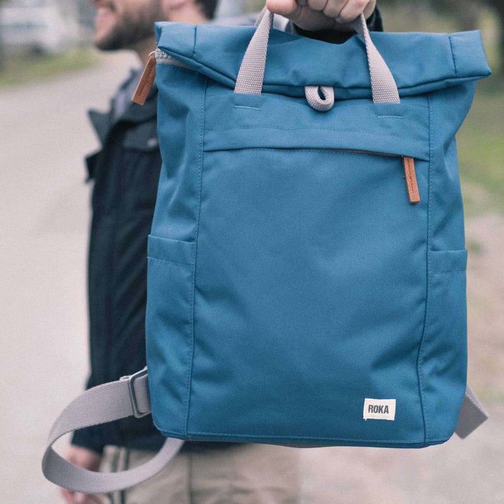 Roka London Finchley Sustainable Canvas Rucksack, Marine