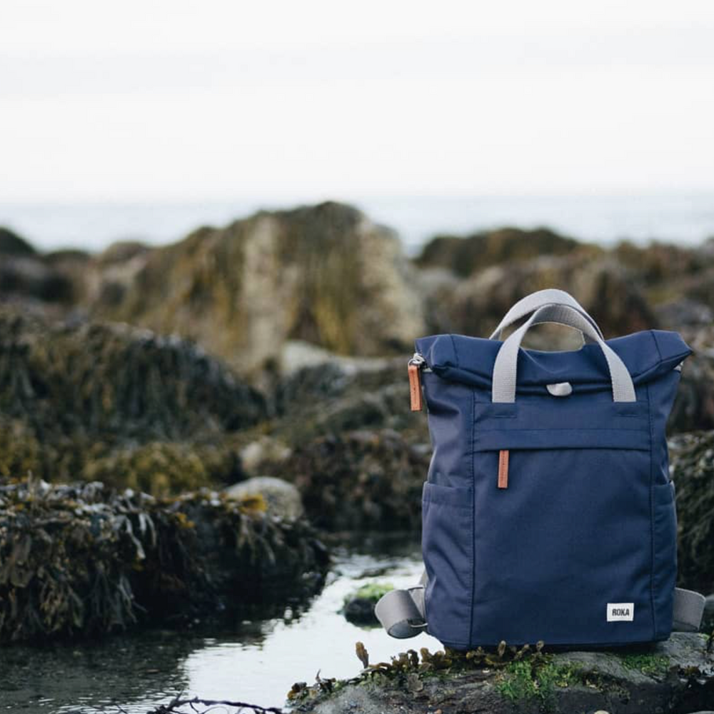 Roka London Finchley Sustainable Canvas Rucksack, Marine