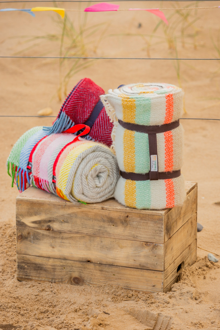 Tweedmill Polo Pure Wool Knitted Picnic Blanket, Rainbow