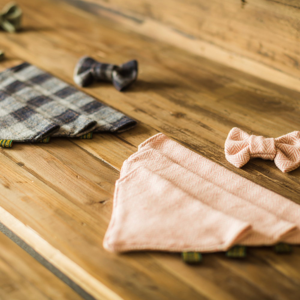 Tweedmill Rolled Tweed Dog Bow Tie, Dusky Pink