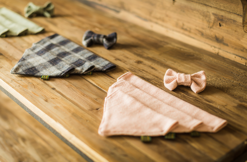 Tweedmill Rolled Tweed Dog Bow Tie, Dusky Pink