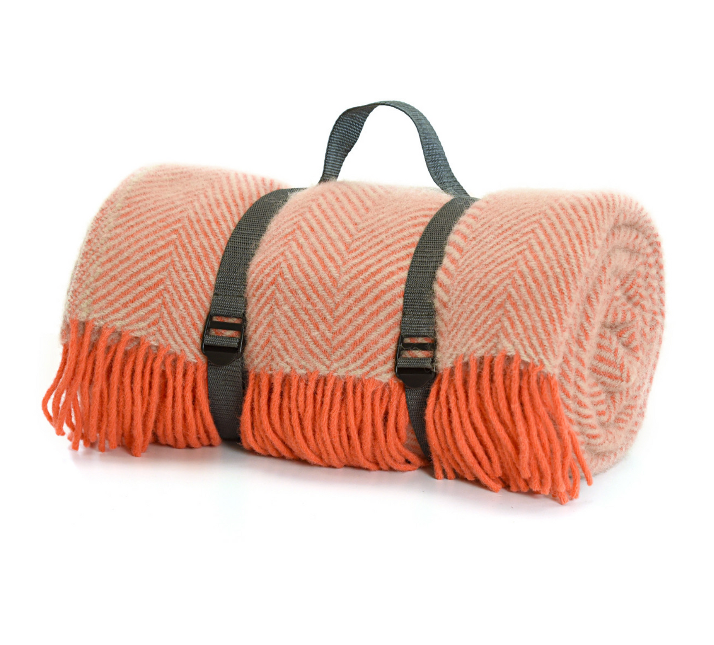 Tweedmill Polo Pure Wool Knitted Picnic Blanket, Herringbone, Flamingo