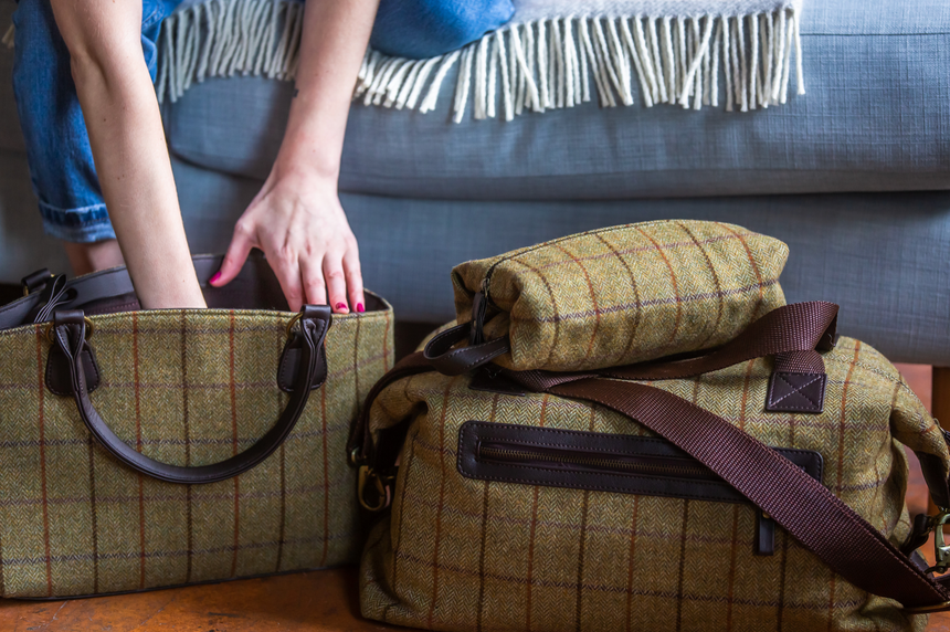 TweedMill Tweed Weekender Bag, Light Green