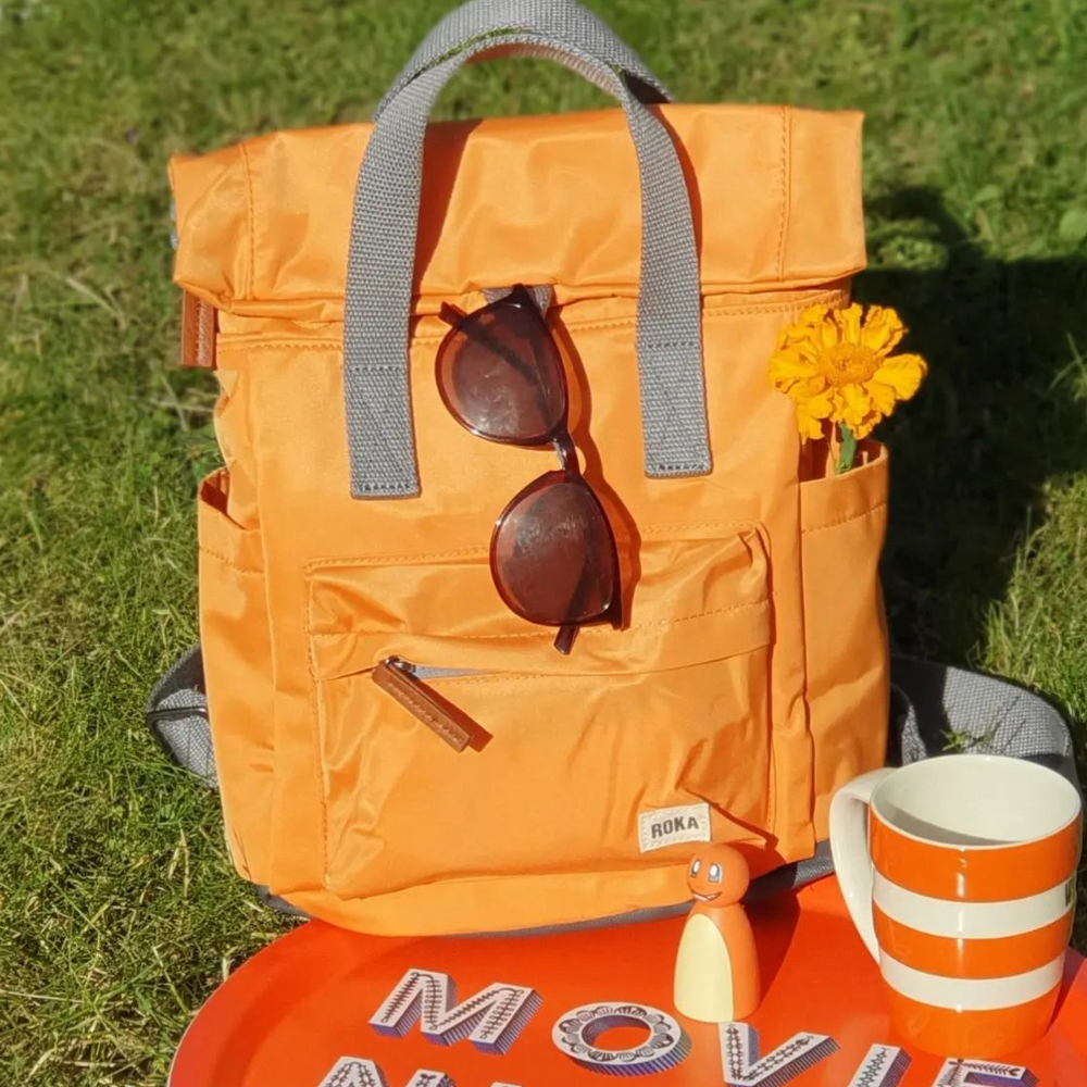 Roka London Canfield B Sustainable Nylon Rucksack, Burnt Orange