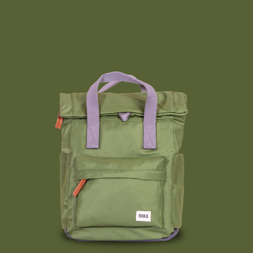 Roka London Canfield B Sustainable Nylon Rucksack, Avocado