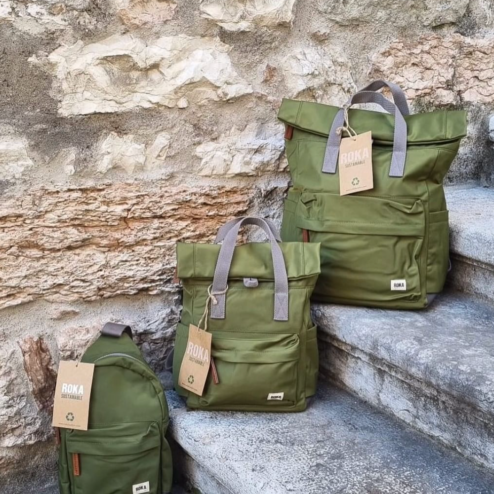 Roka London Canfield B Sustainable Nylon Rucksack, Avocado