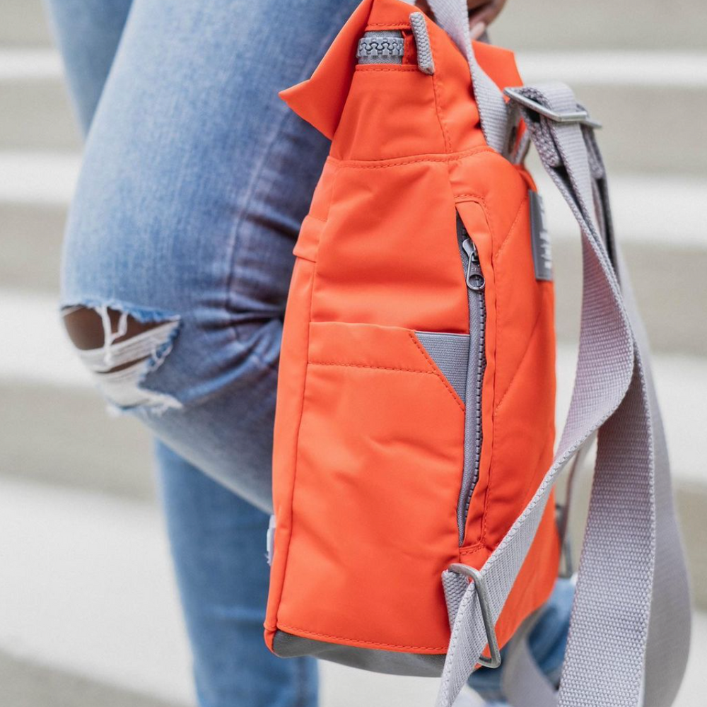 Roka London Finchley Sustainable Canvas Rucksack, Atomic Orange