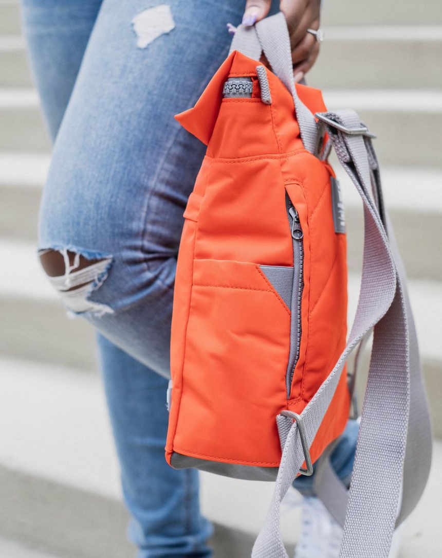 Roka London Finchley Sustainable Canvas Rucksack, Atomic Orange