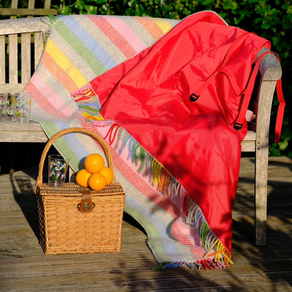 Tweedmill Polo Pure Wool Knitted Picnic Blanket Rainbow CHALK INTERIORS LONDON