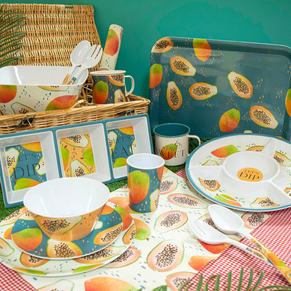 Papaya Bliss Melamine Round Chip & Dip Serving Dish