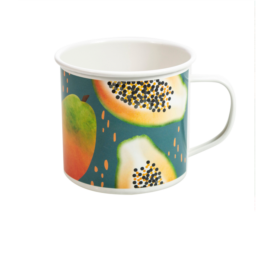 Papaya Bliss Steel Picnic Mug, Teal