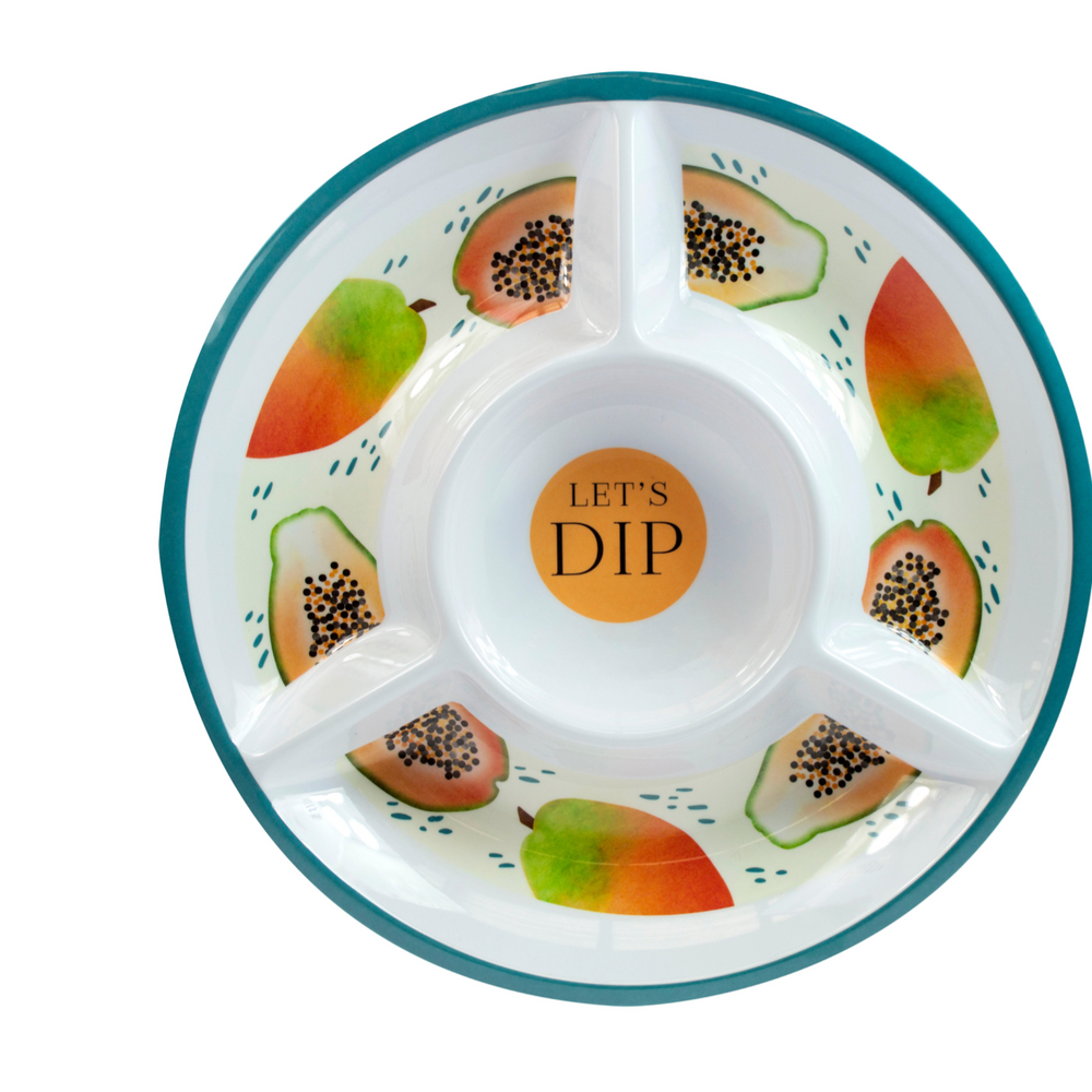 Papaya Bliss Melamine Round Chip & Dip Serving Dish