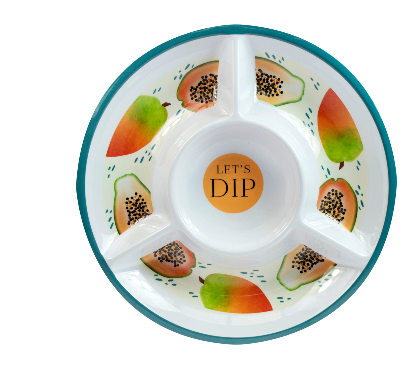 Papaya Bliss Melamine Round Chip & Dip Serving Dish