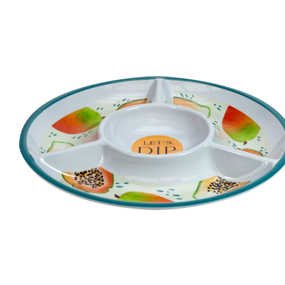 Papaya Bliss Melamine Round Chip & Dip Serving Dish