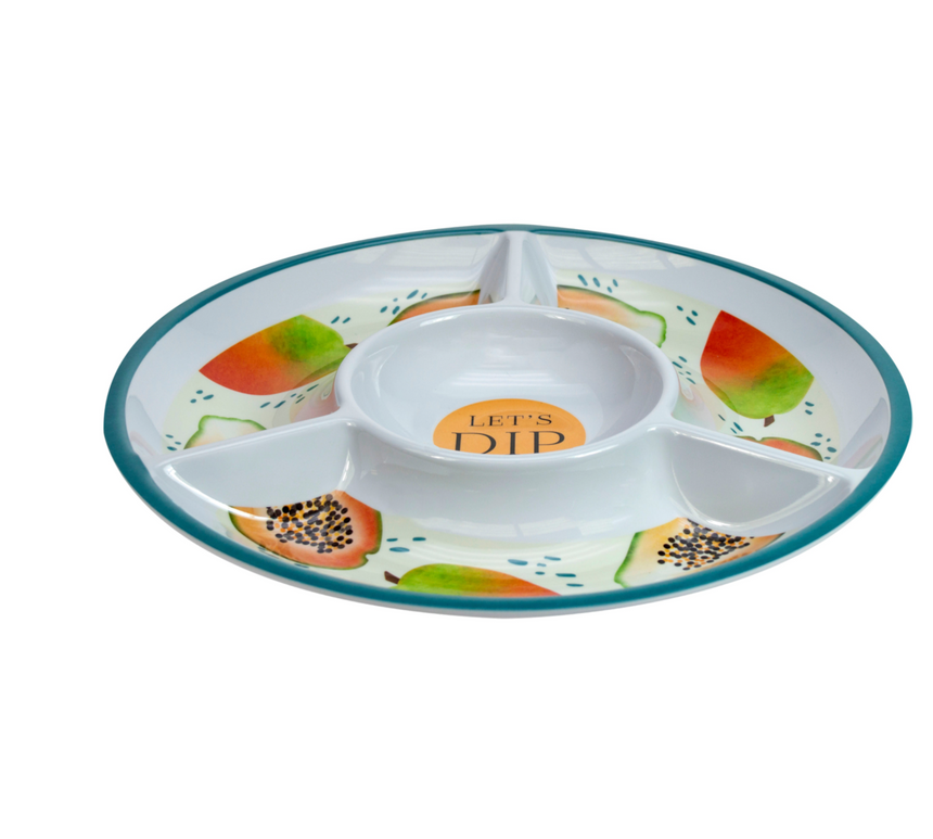 Papaya Bliss Melamine Round Chip & Dip Serving Dish