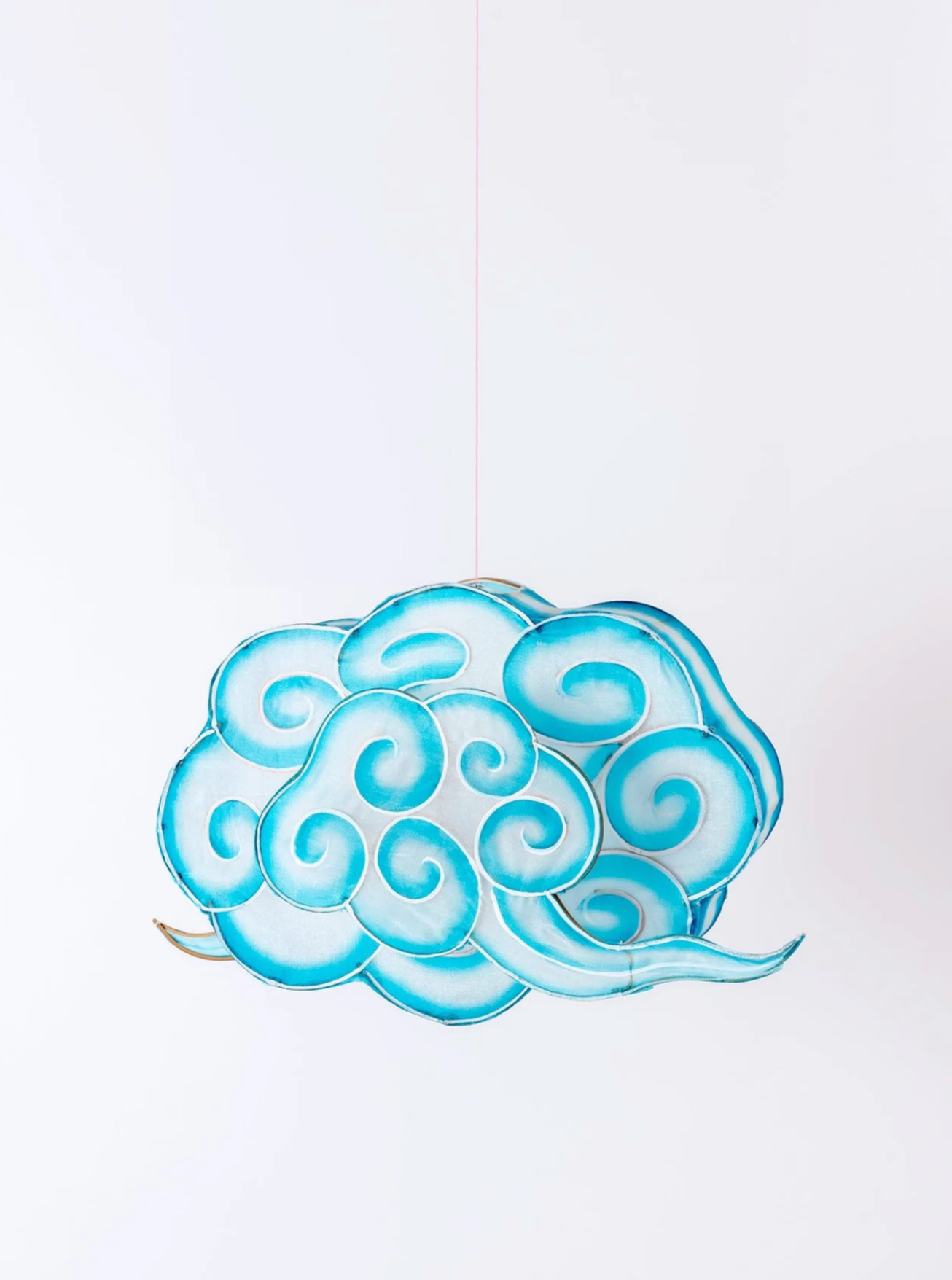 Petitpan Handmade Silk Cloud Light Pendant, Blue