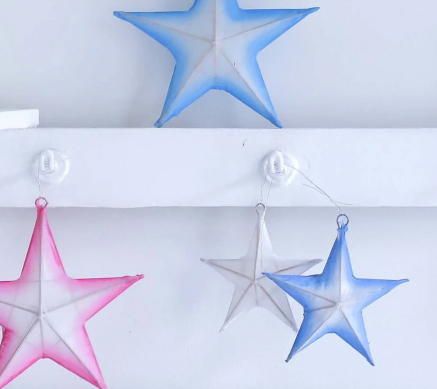 Petitpan Handmade Silk Hanging Star Decoration, Rose Pink