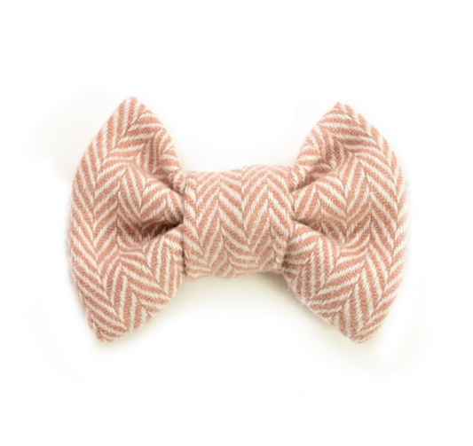Tweedmill Rolled Tweed Dog Bow Tie, Dusky Pink