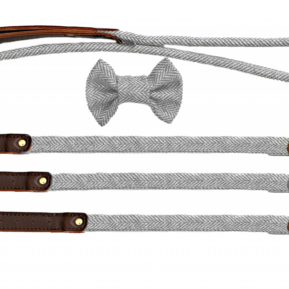 Tweedmill Rolled Tweed Dog Collar,Silver Grey