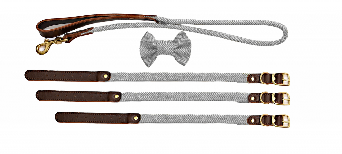 Tweedmill Rolled Tweed Dog Collar,Silver Grey