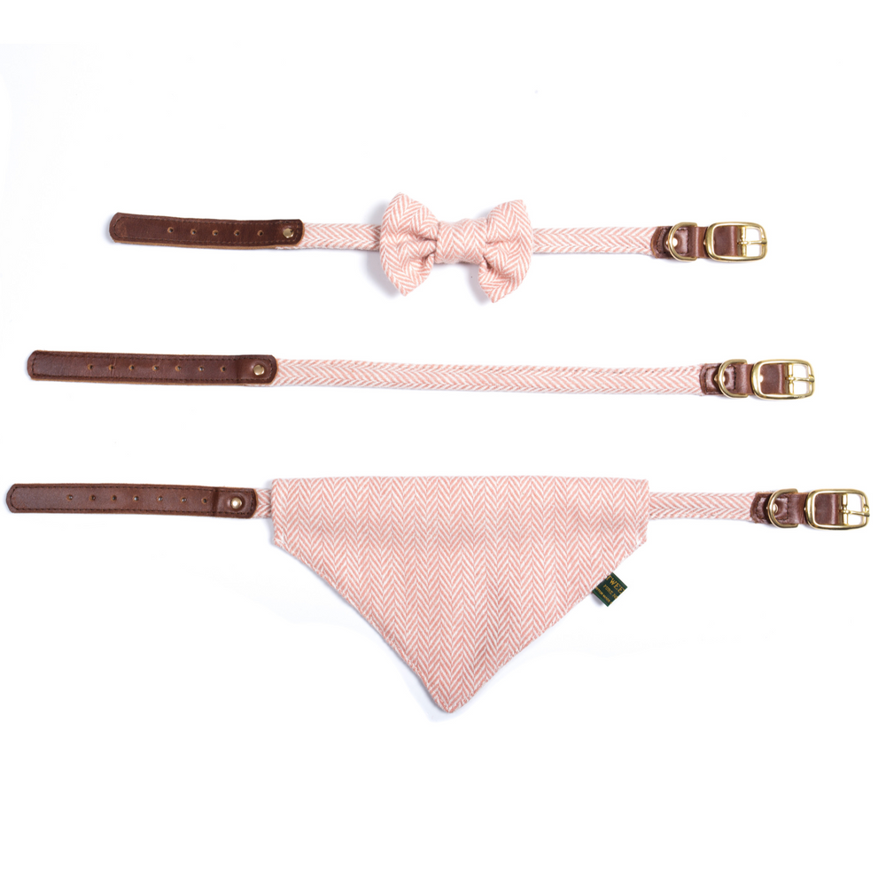 Tweedmill Rolled Tweed Dog Bow Tie, Dusky Pink