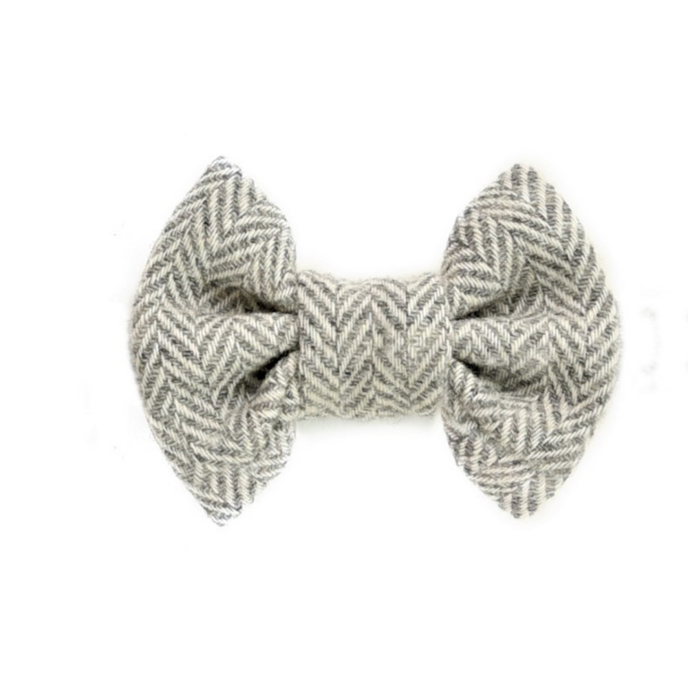 Tweedmill Rolled Tweed Dog Bow Tie, Silver Grey