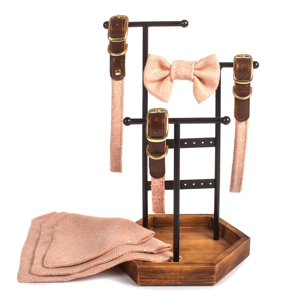 Tweedmill Rolled Tweed Dog Bow Tie, Dusky Pink