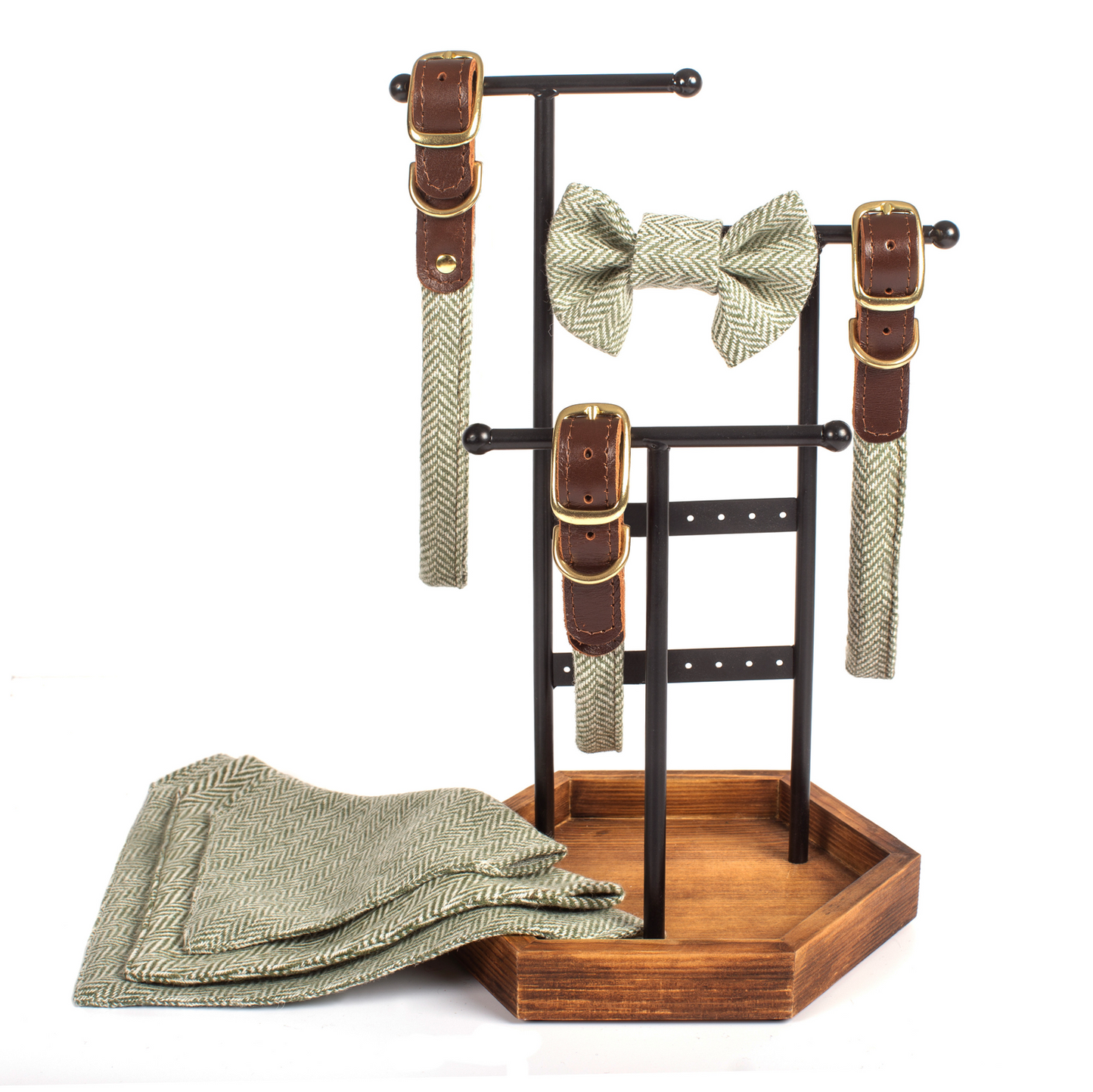 Tweedmill Rolled Tweed Dog Collar, Olive Green