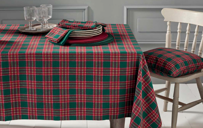 Festive tartan tablecloth