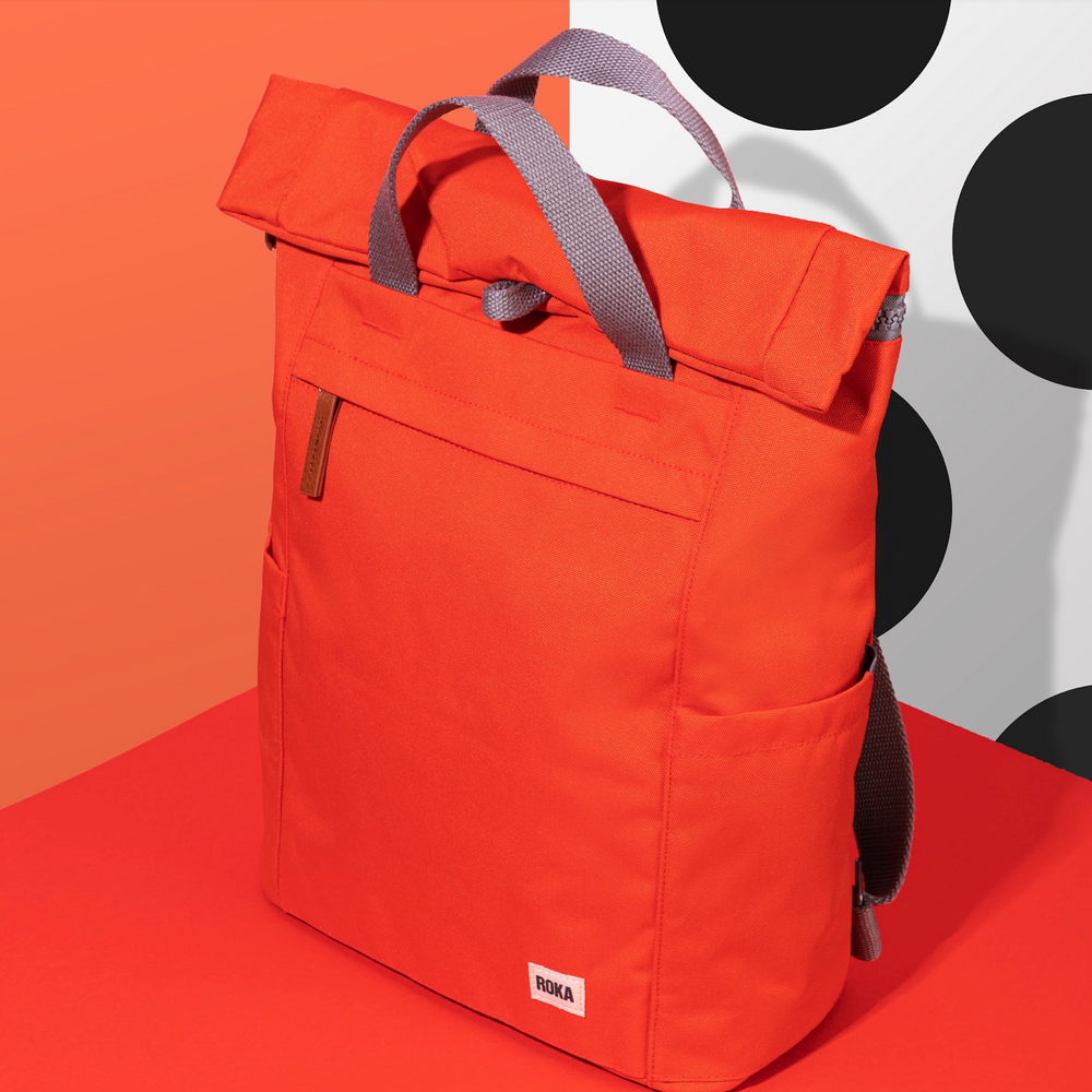 Roka London Finchley Sustainable Canvas Rucksack, Atomic Orange