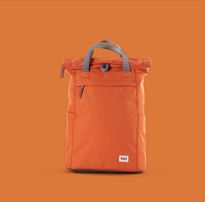 Roka London Finchley Sustainable Canvas Rucksack, Atomic Orange