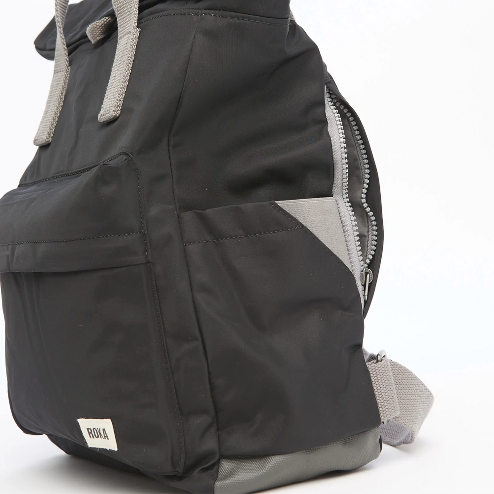 Roka London Canfield B Sustainable Nylon Rucksack, Black