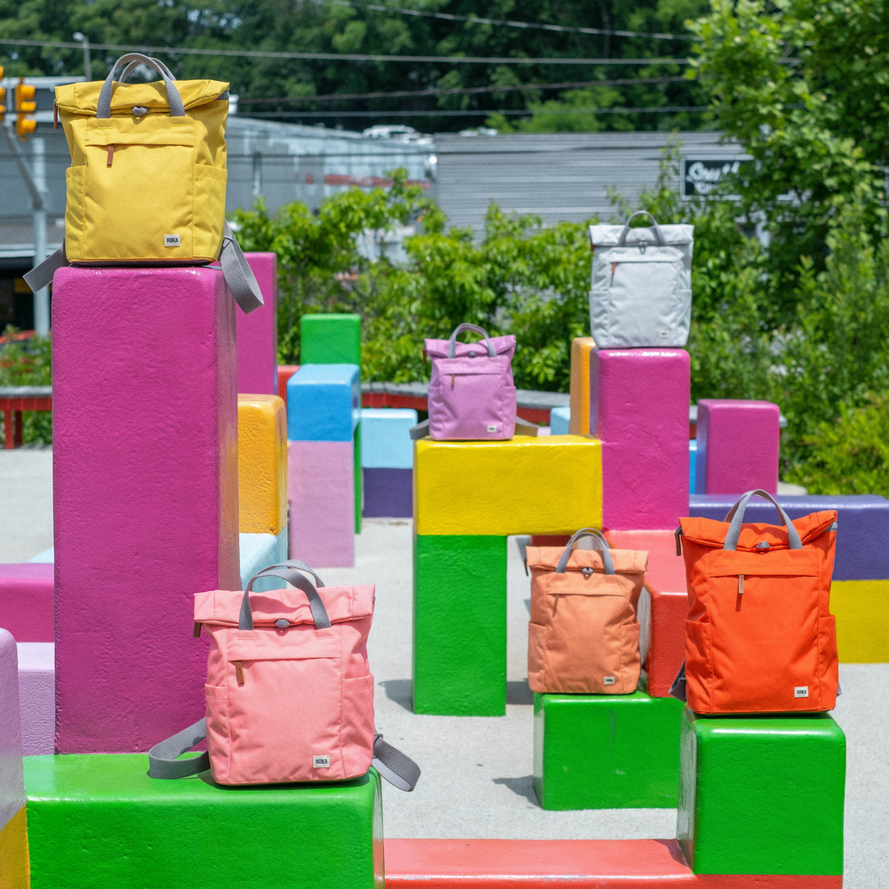 Roka London Finchley Sustainable Canvas Rucksack, Atomic Orange