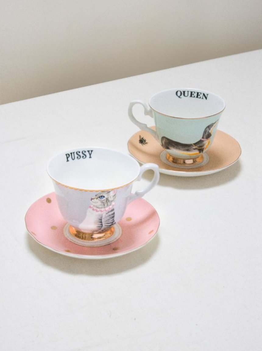 Yvonne Ellen Teacup & Saucer, Pussy Cat