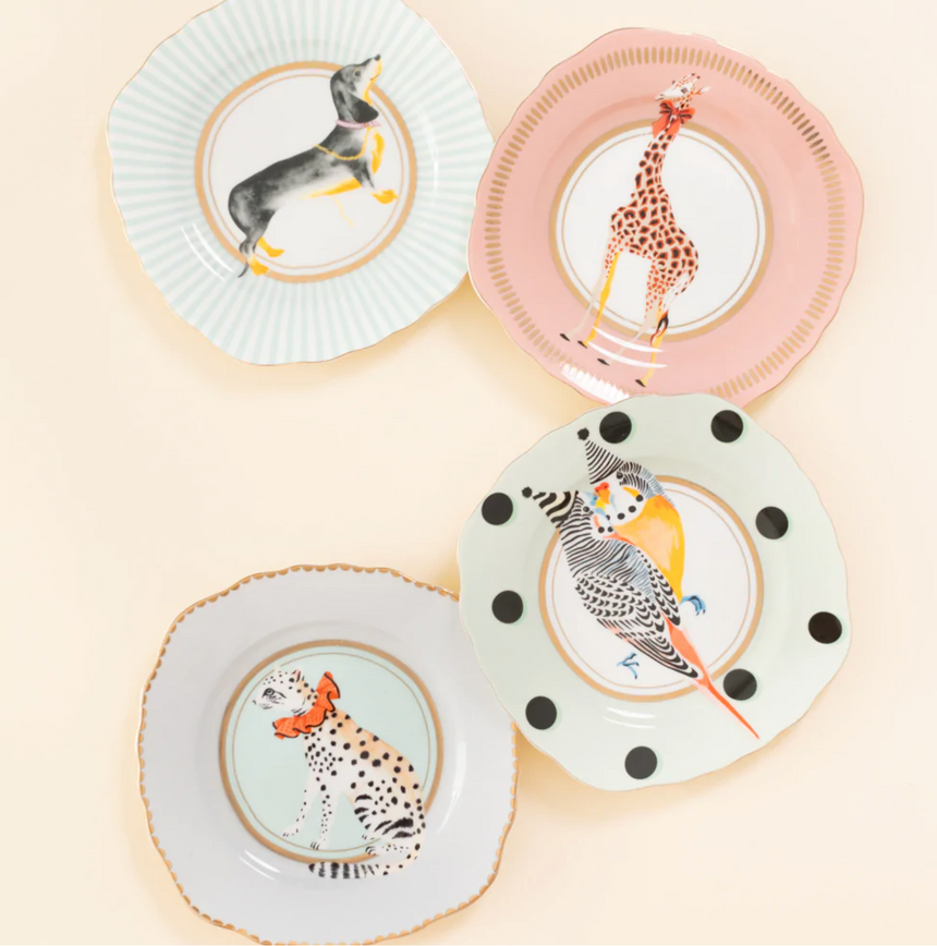 Yvonne Ellen Animal Tea Plate, Set Of 4