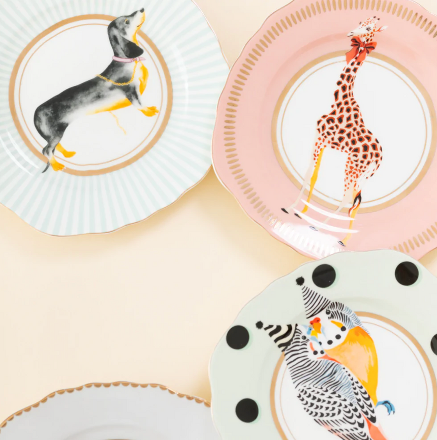 Yvonne Ellen Animal Tea Plate, Set Of 4