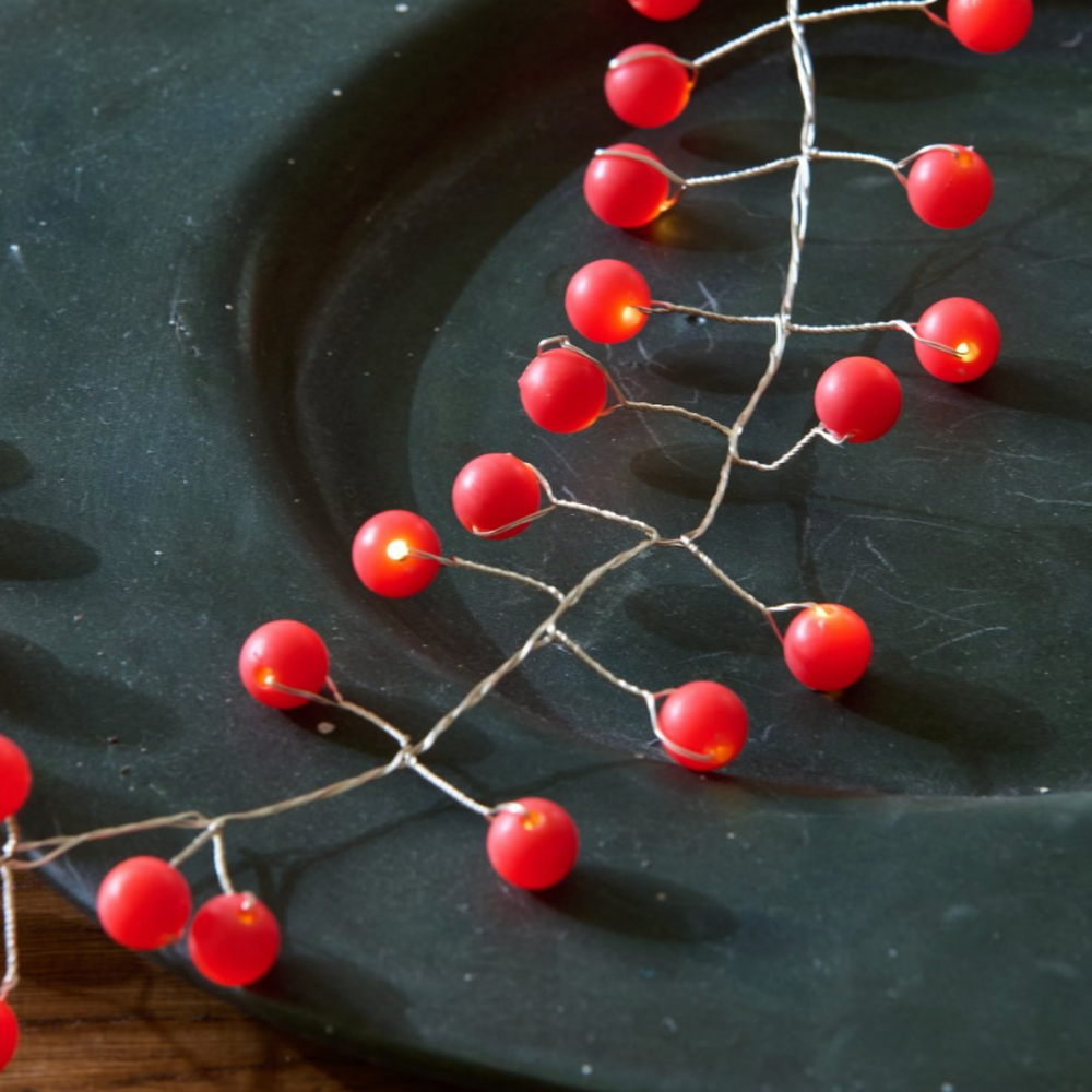 Snowberry LED Fairy Lights, Red (Mains Powered)