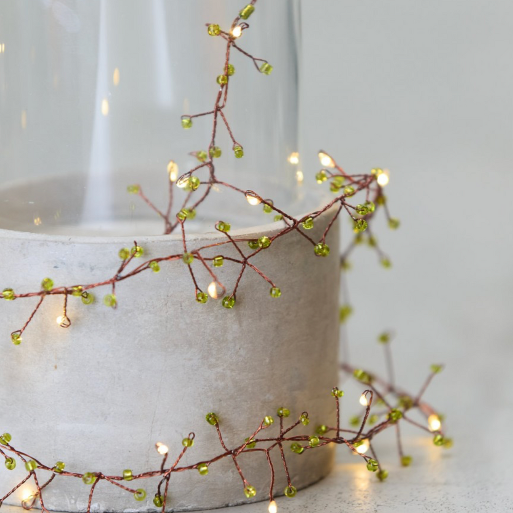 Jewel Cluster LED Fairy Lights,Green (Battery Operated)