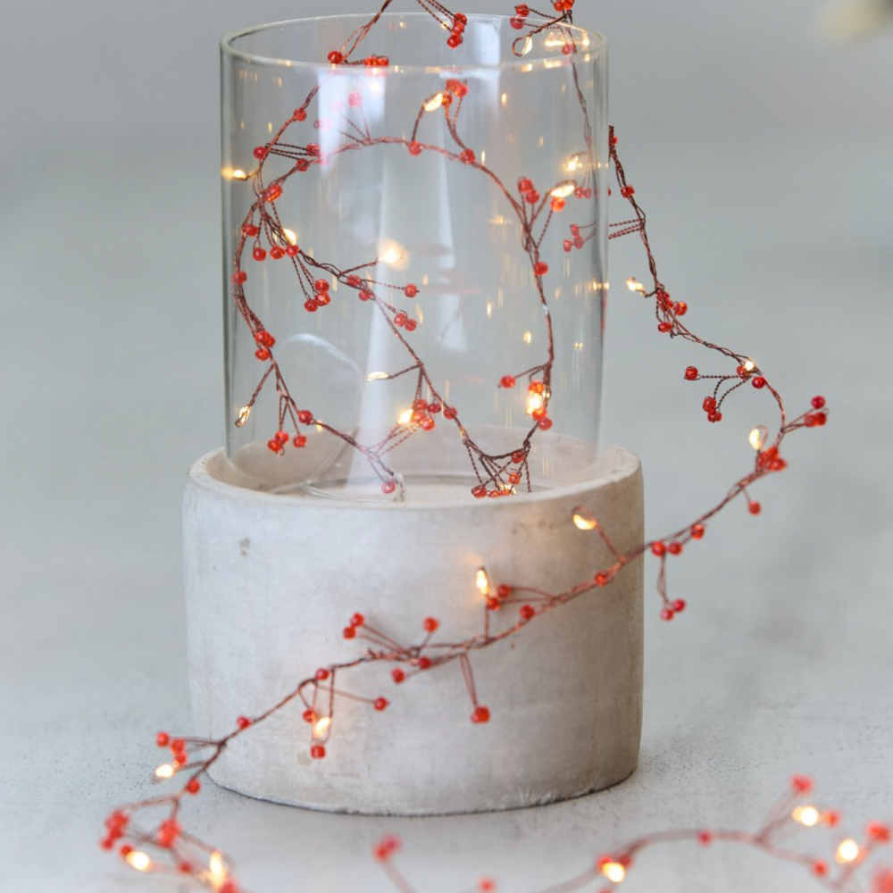 Jewel Cluster LED Fairy Lights,Red (Battery Operated)