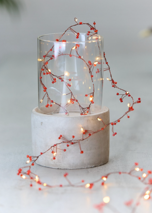Jewel Cluster LED Fairy Lights,Red (Battery Operated)
