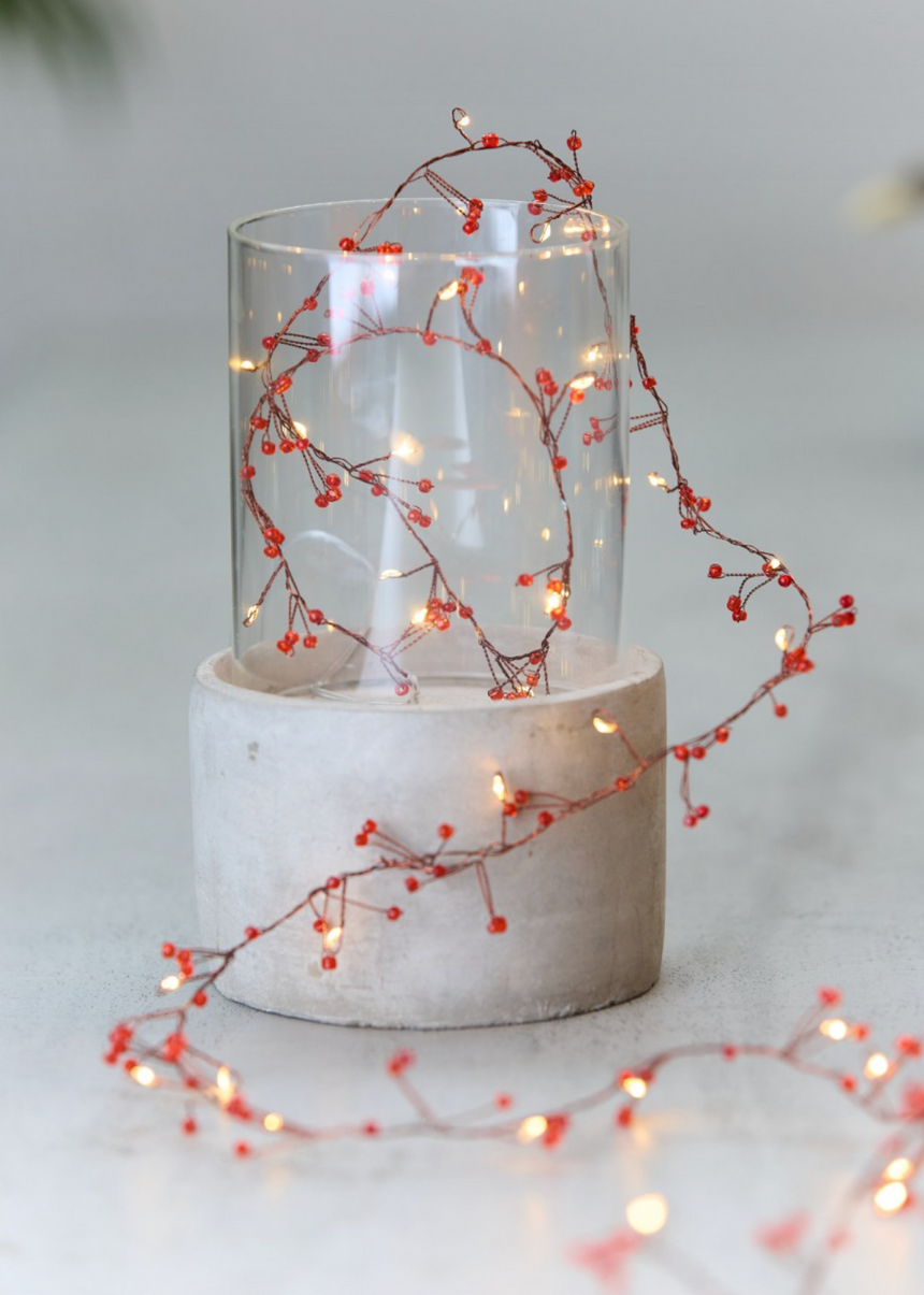 Jewel Cluster LED Fairy Lights,Red (Battery Operated)