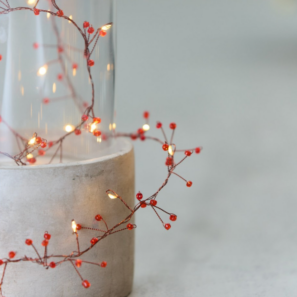 Jewel Cluster LED Fairy Lights,Red (Battery Operated)