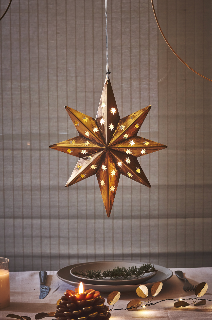 LED Metal Hanging Star Light, Gold