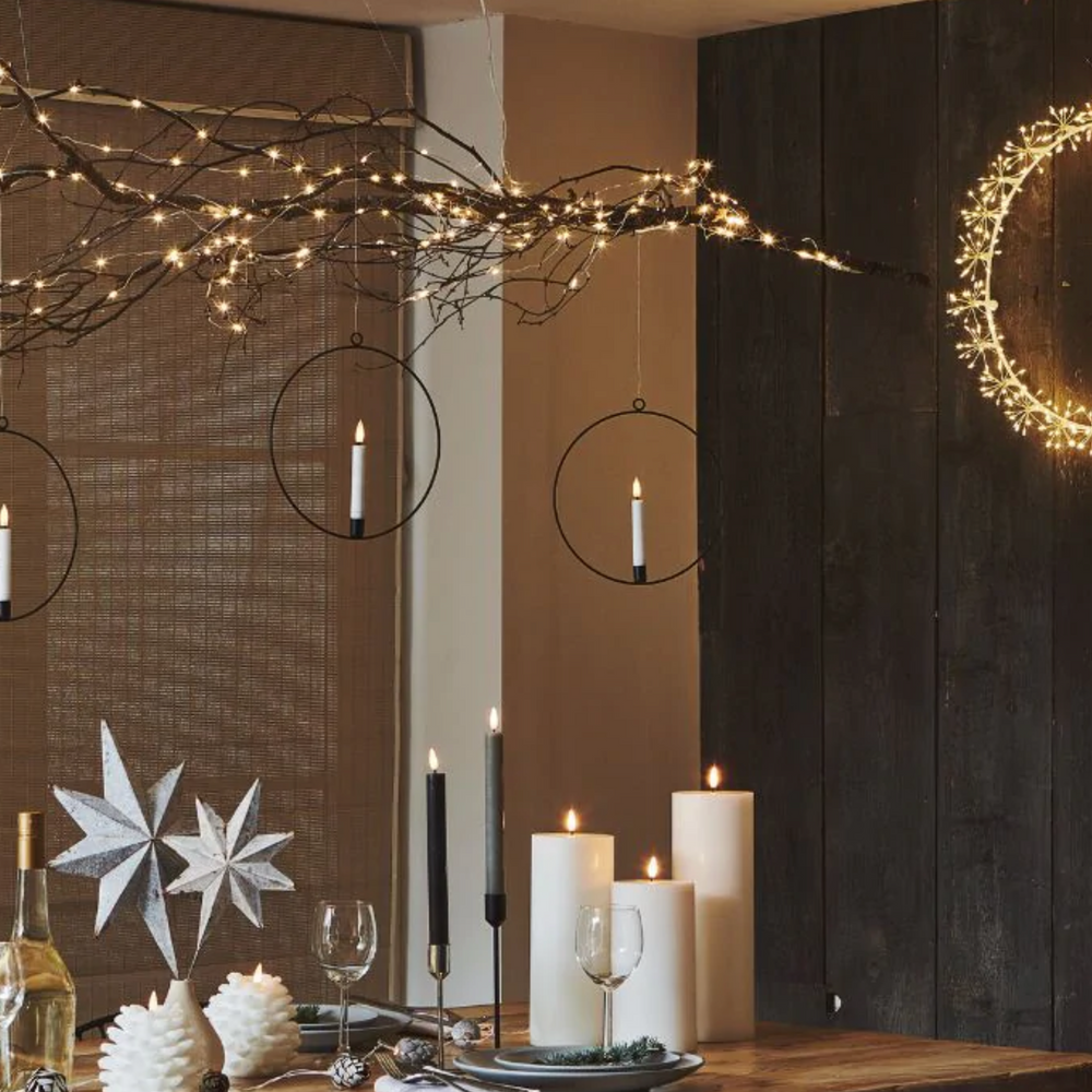 LED Hanging Candle Ring, Black