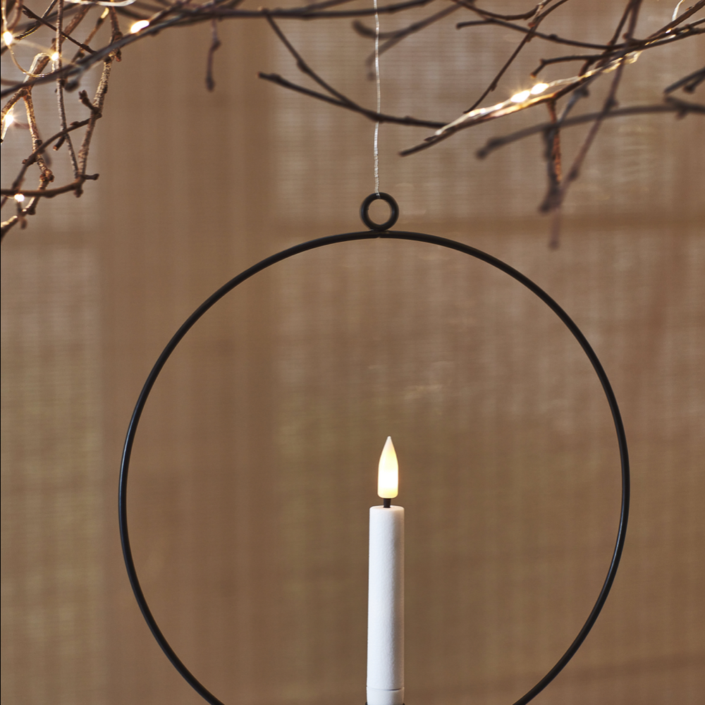 LED Hanging Candle Ring, Black