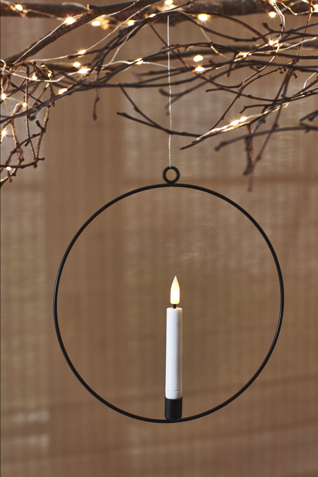 LED Hanging Candle Ring, Black