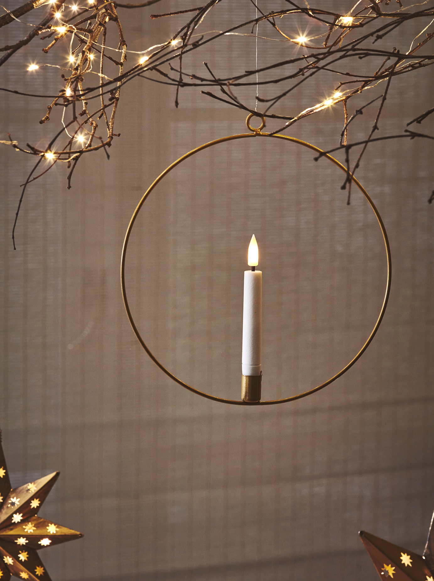 LED Hanging Candle Ring, Gold